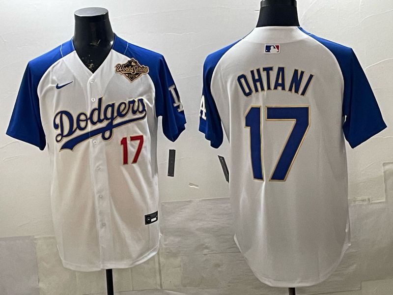 Men Los Angeles Dodgers #17 Ohtani White Gold 2026 Nike Game MLB Jersey 008